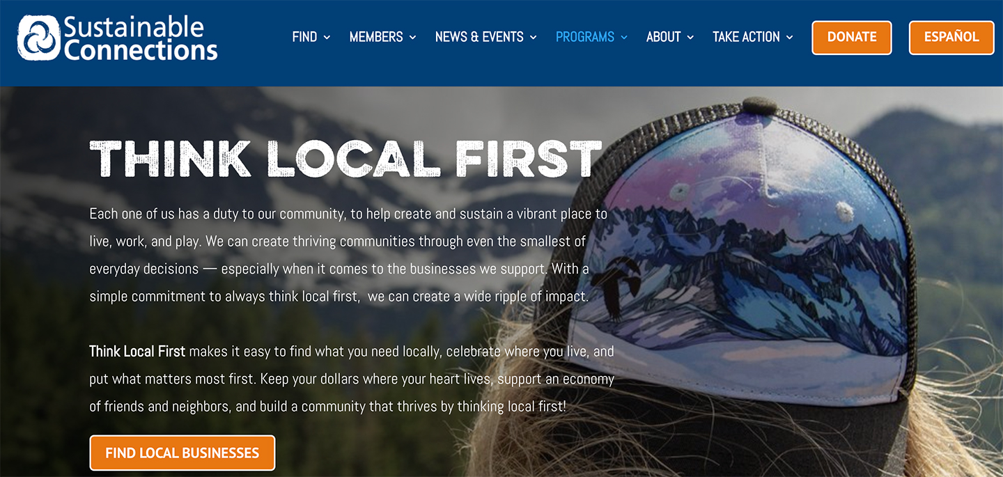 Sustainable Connections Think Local First Website