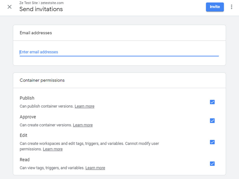 Add a user to Google Tag Manager step 3